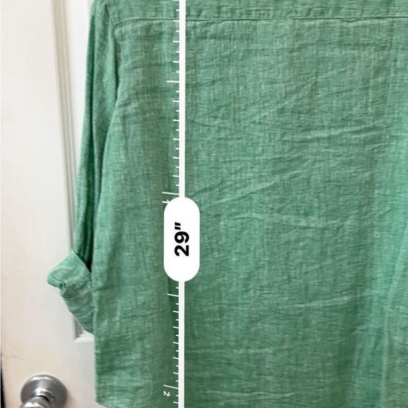 Frank & Eileen Green 100% Linen Oversized  Button Down Shirt sz XS- like new! - Picture 13 of 13